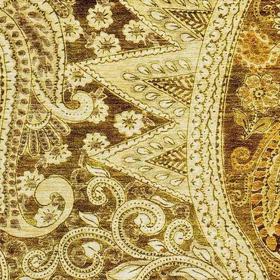 Terra Cotta And Beige Paisley Washable Area Rug With UV Protection Photo 7