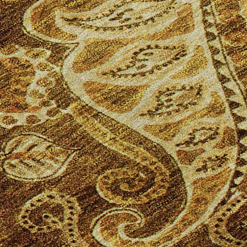 Terra Cotta And Beige Paisley Washable Area Rug With UV Protection Photo 9