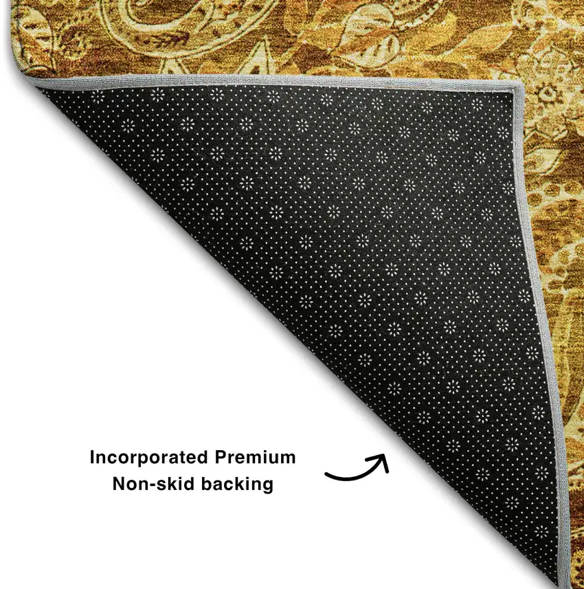 Terra Cotta And Beige Paisley Washable Area Rug With UV Protection Photo 6