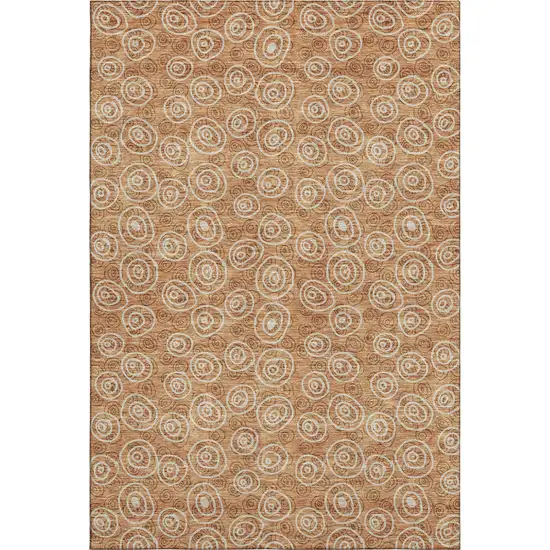 Terra Cotta And Beige Polka Dot Washable Area Rug With UV Protection Photo 1