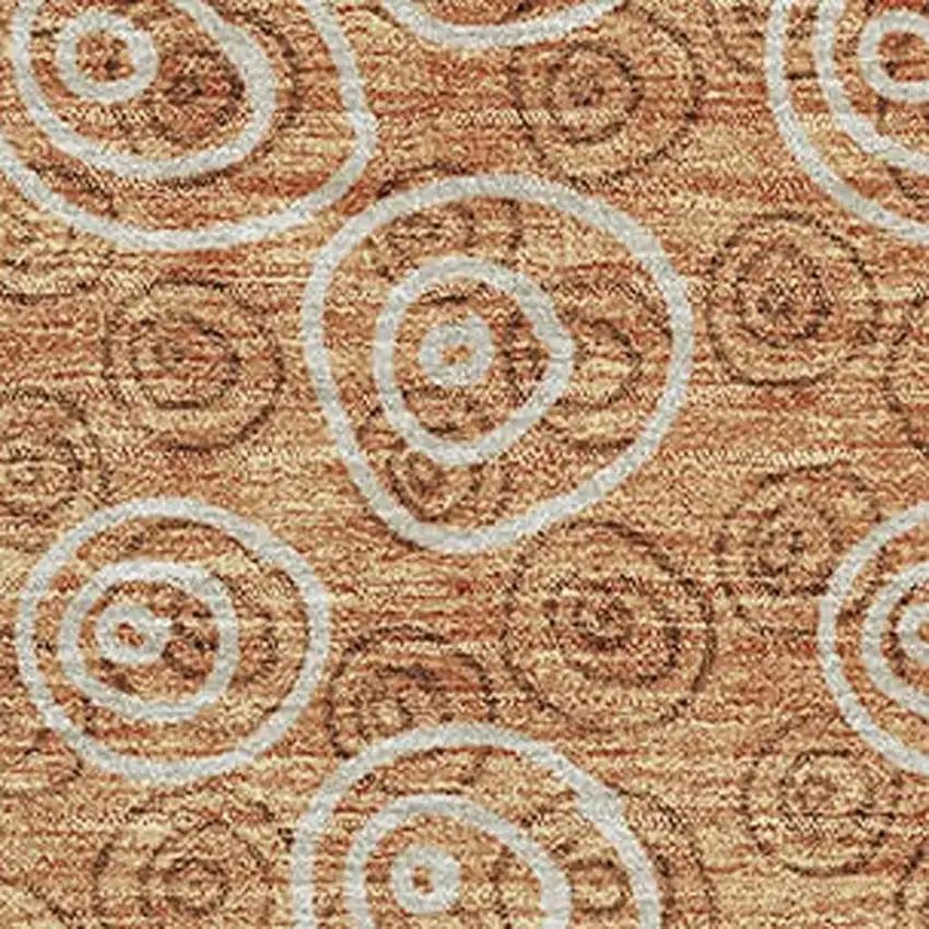 Terra Cotta And Beige Polka Dot Washable Area Rug With UV Protection Photo 3