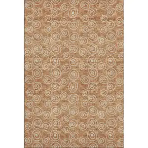 Photo of Terra Cotta And Beige Polka Dot Washable Area Rug With UV Protection