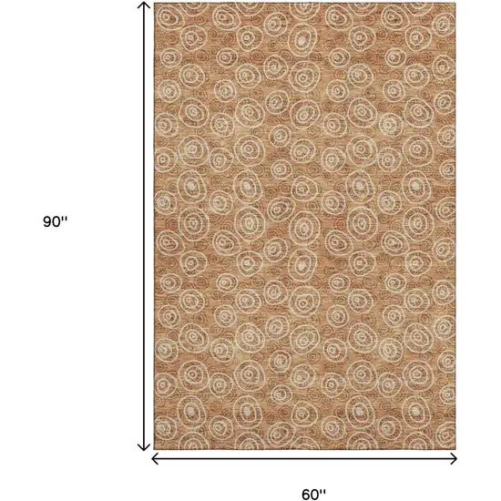 Terra Cotta And Beige Polka Dot Washable Area Rug With UV Protection Photo 3