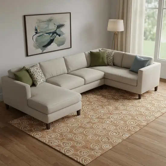 Terra Cotta And Beige Polka Dot Washable Area Rug With UV Protection Photo 1