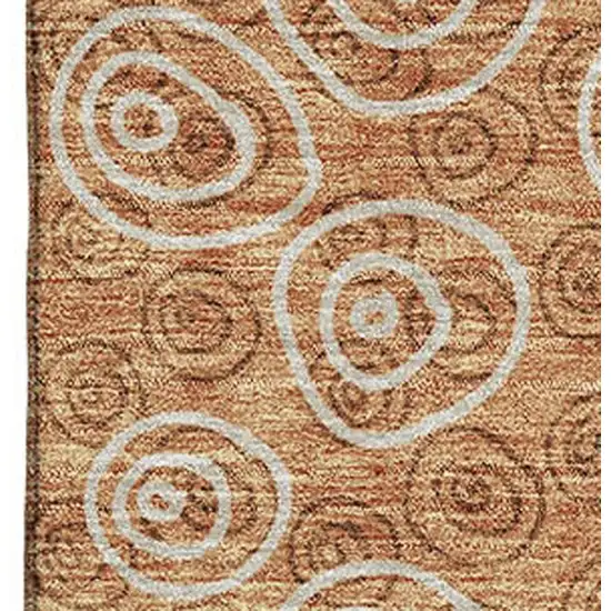 Terra Cotta And Beige Polka Dot Washable Area Rug With UV Protection Photo 3