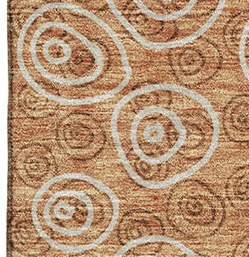 Terra Cotta And Beige Polka Dot Washable Area Rug With UV Protection Photo 3