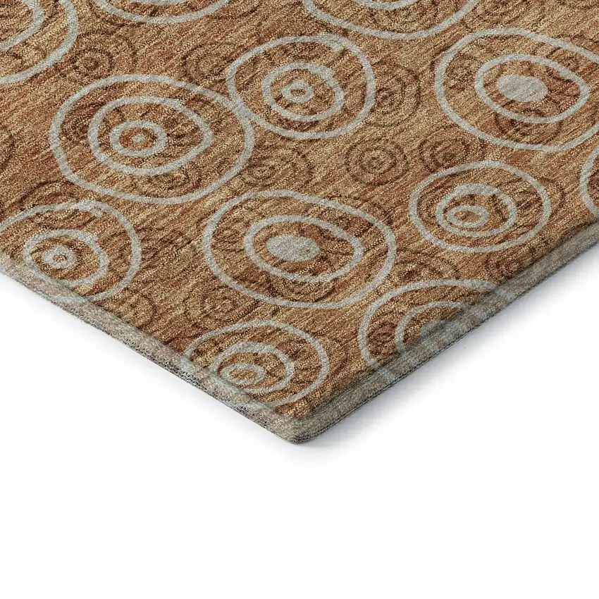 Terra Cotta And Beige Polka Dot Washable Area Rug With UV Protection Photo 7