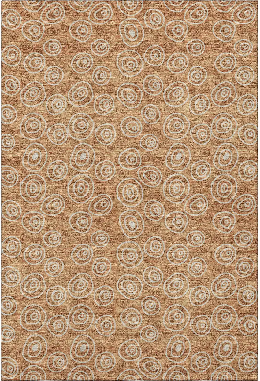 Terra Cotta And Beige Polka Dot Washable Area Rug With UV Protection Photo 3