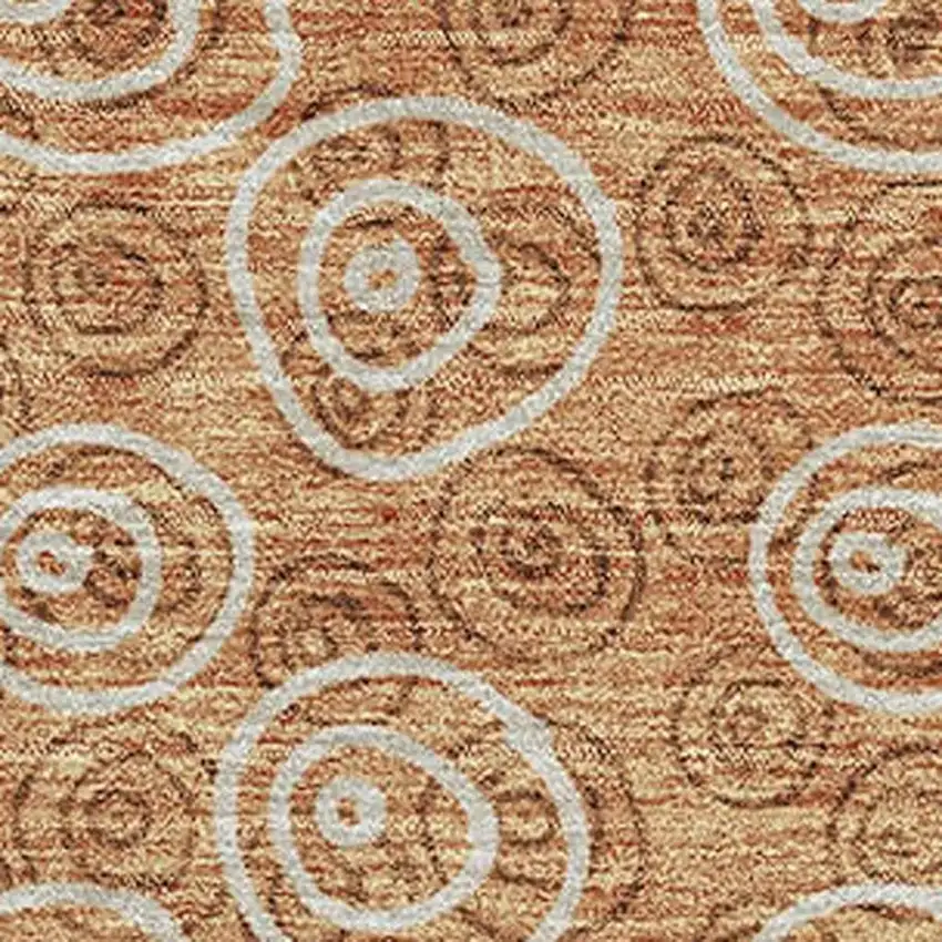 Terra Cotta And Beige Polka Dot Washable Area Rug With UV Protection Photo 3