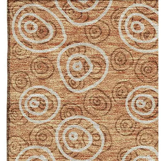 Terra Cotta And Beige Polka Dot Washable Area Rug With UV Protection Photo 4