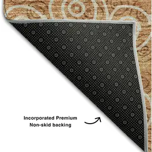 Photo of Terra Cotta And Beige Polka Dot Washable Area Rug With UV Protection