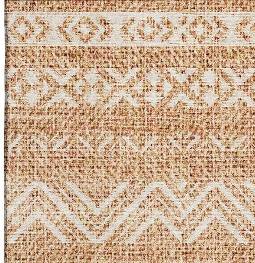 Terra Cotta And Beige Southwestern Washable Area Rug With UV Protection Photo 3