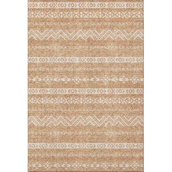 Terra Cotta And Beige Southwestern Washable Area Rug With UV Protection Photo 4