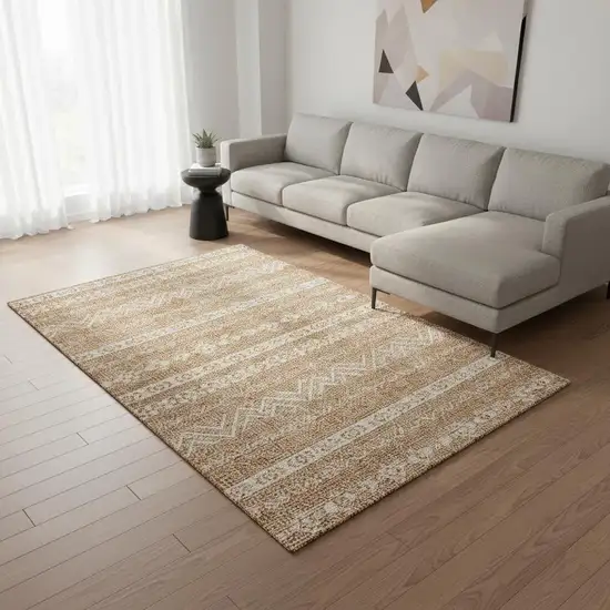 Terra Cotta And Beige Southwestern Washable Area Rug With UV Protection Photo 2