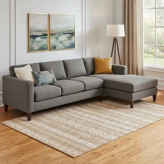 Terra Cotta And Beige Southwestern Washable Area Rug With UV Protection Photo 1