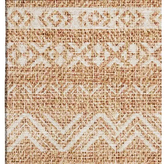 Terra Cotta And Beige Southwestern Washable Area Rug With UV Protection Photo 4