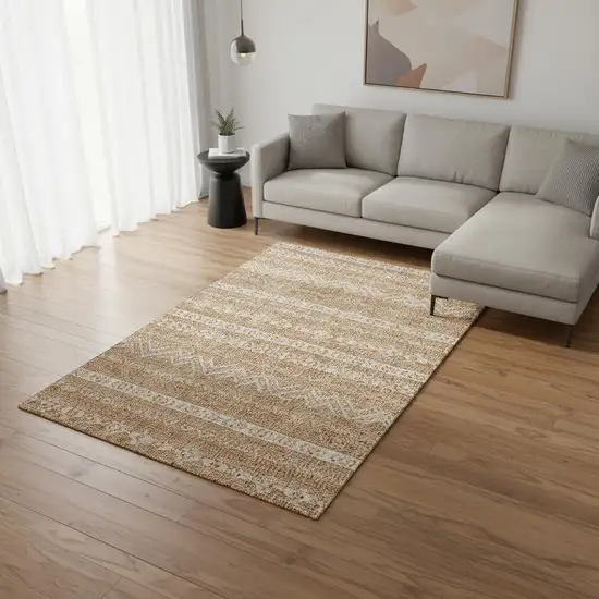 Terra Cotta And Beige Southwestern Washable Area Rug With UV Protection Photo 2