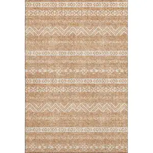 Photo of Terra Cotta And Beige Southwestern Washable Area Rug With UV Protection