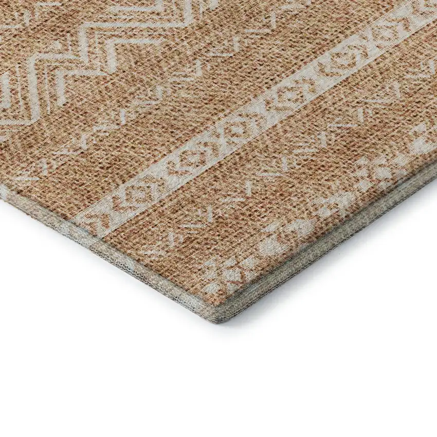 Terra Cotta And Beige Southwestern Washable Area Rug With UV Protection Photo 8