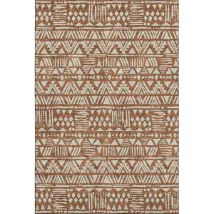 Photo of Terra Cotta And Beige Southwestern Washable Area Rug With UV Protection