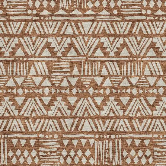 Terra Cotta And Beige Southwestern Washable Area Rug With UV Protection Photo 3