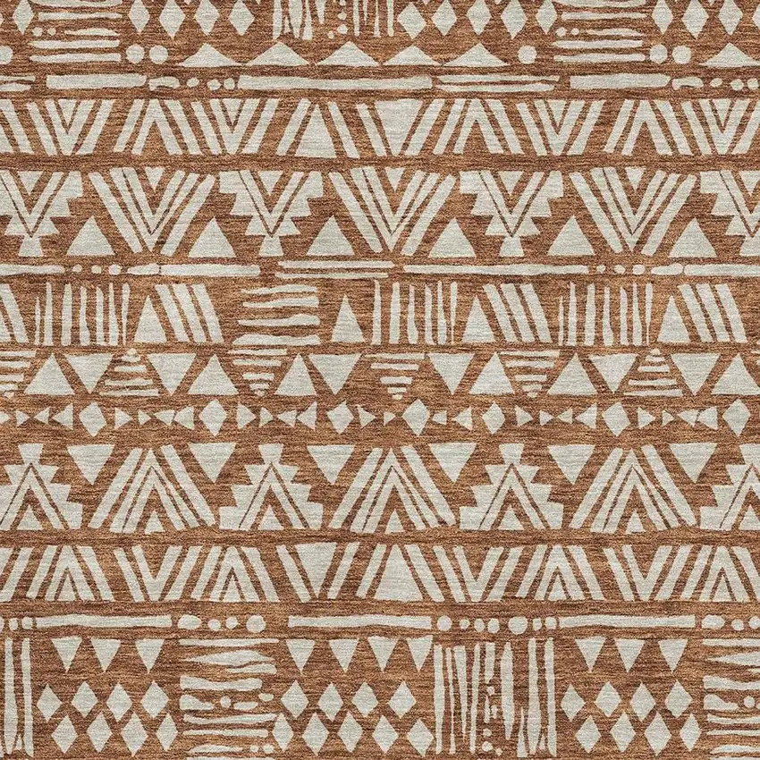 Terra Cotta And Beige Southwestern Washable Area Rug With UV Protection Photo 3