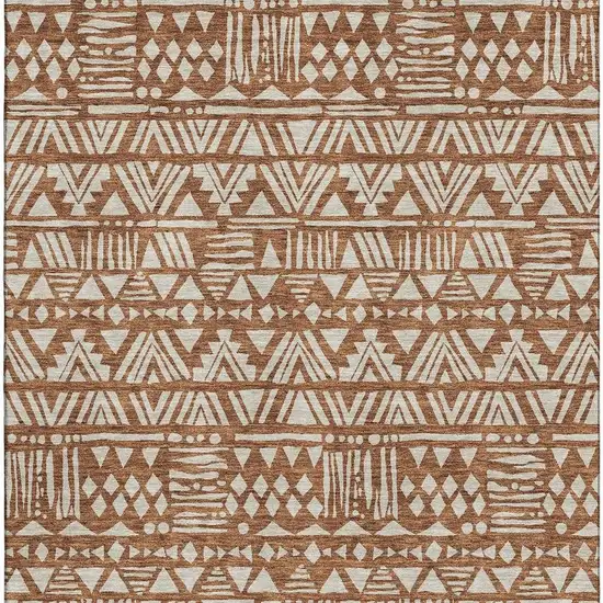 Terra Cotta And Beige Southwestern Washable Area Rug With UV Protection Photo 3