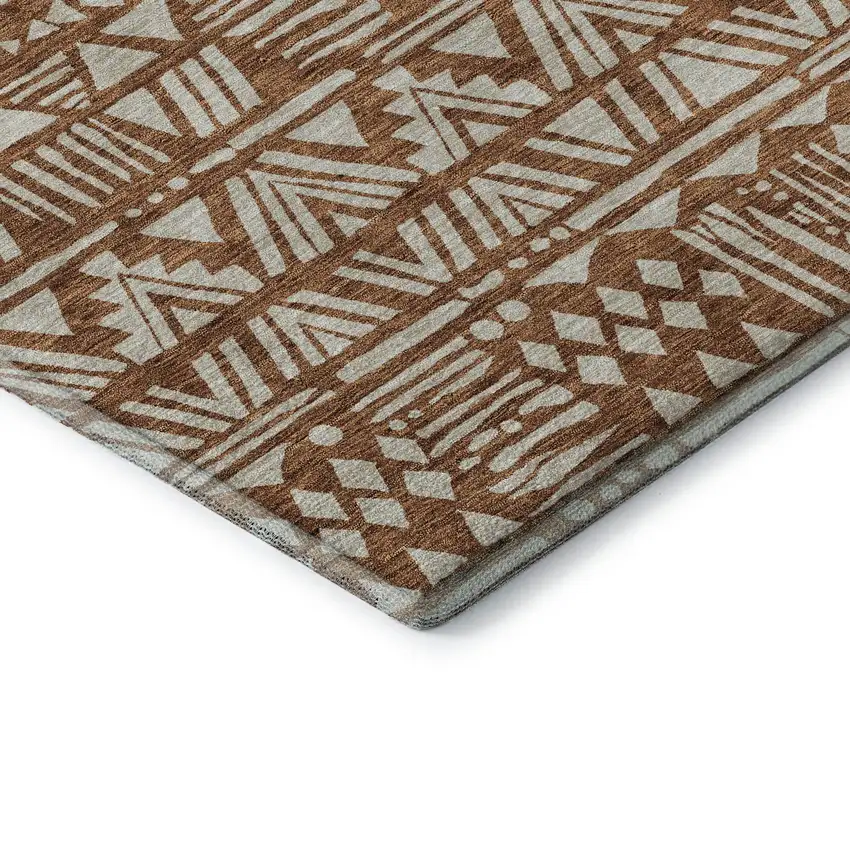 Terra Cotta And Beige Southwestern Washable Area Rug With UV Protection Photo 7