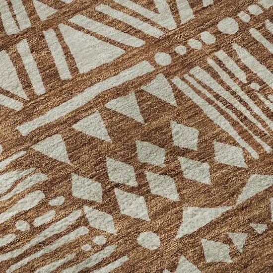 Terra Cotta And Beige Southwestern Washable Area Rug With UV Protection Photo 9