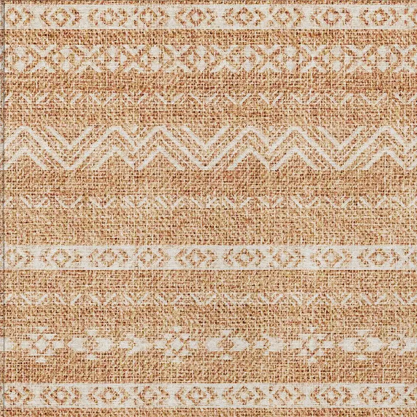 Terra Cotta And Beige Southwestern Washable Indoor Outdoor Area Rug Photo 5