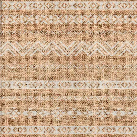 Terra Cotta And Beige Southwestern Washable Indoor Outdoor Area Rug Photo 5