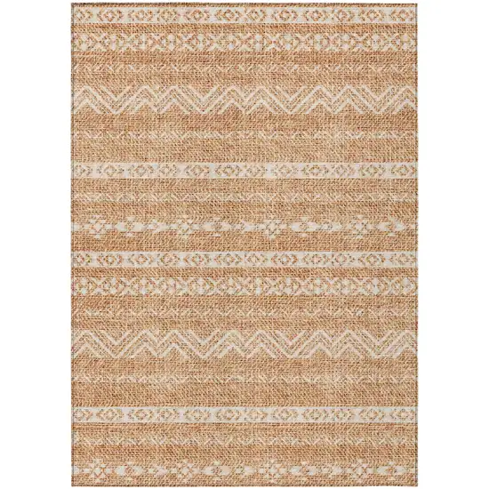 Terra Cotta And Beige Southwestern Washable Indoor Outdoor Area Rug Photo 2