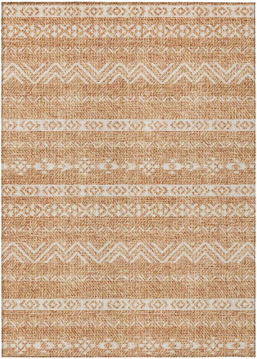 Terra Cotta And Beige Southwestern Washable Indoor Outdoor Area Rug Photo 2