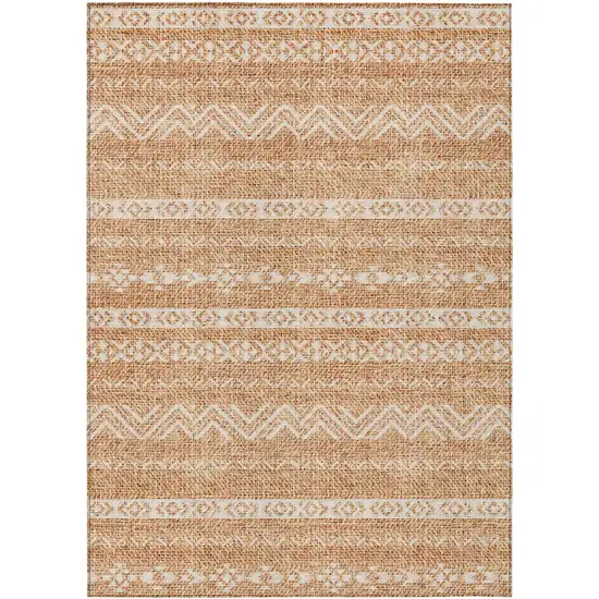 Terra Cotta And Beige Southwestern Washable Indoor Outdoor Area Rug Photo 2