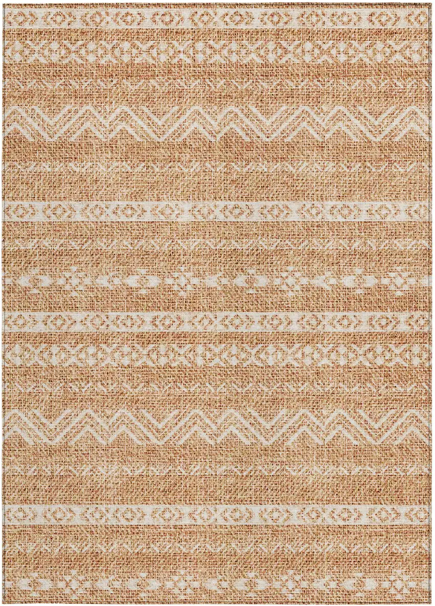 Terra Cotta And Beige Southwestern Washable Indoor Outdoor Area Rug Photo 6