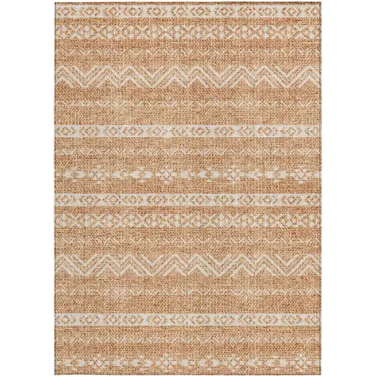 Terra Cotta And Beige Southwestern Washable Indoor Outdoor Area Rug Photo 6
