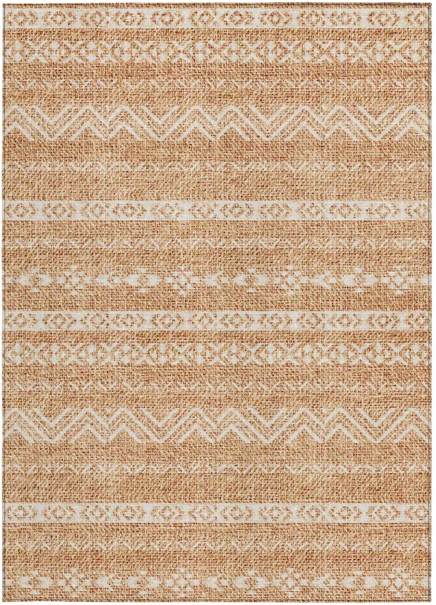 Terra Cotta And Beige Southwestern Washable Indoor Outdoor Area Rug Photo 6