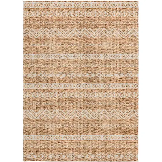 Terra Cotta And Beige Southwestern Washable Indoor Outdoor Area Rug Photo 6