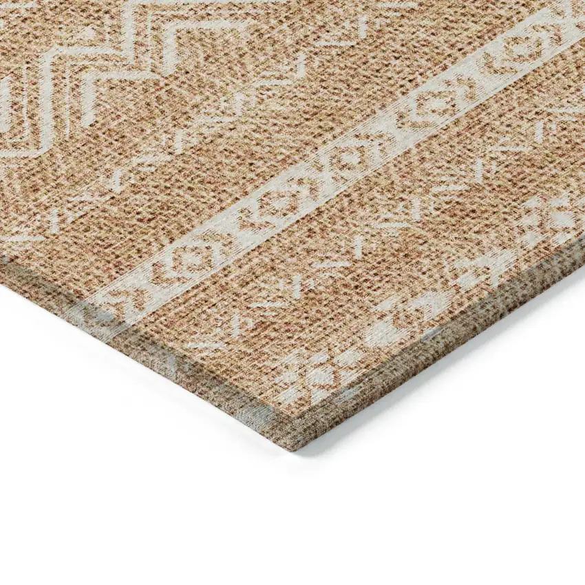 Terra Cotta And Beige Southwestern Washable Indoor Outdoor Area Rug Photo 4