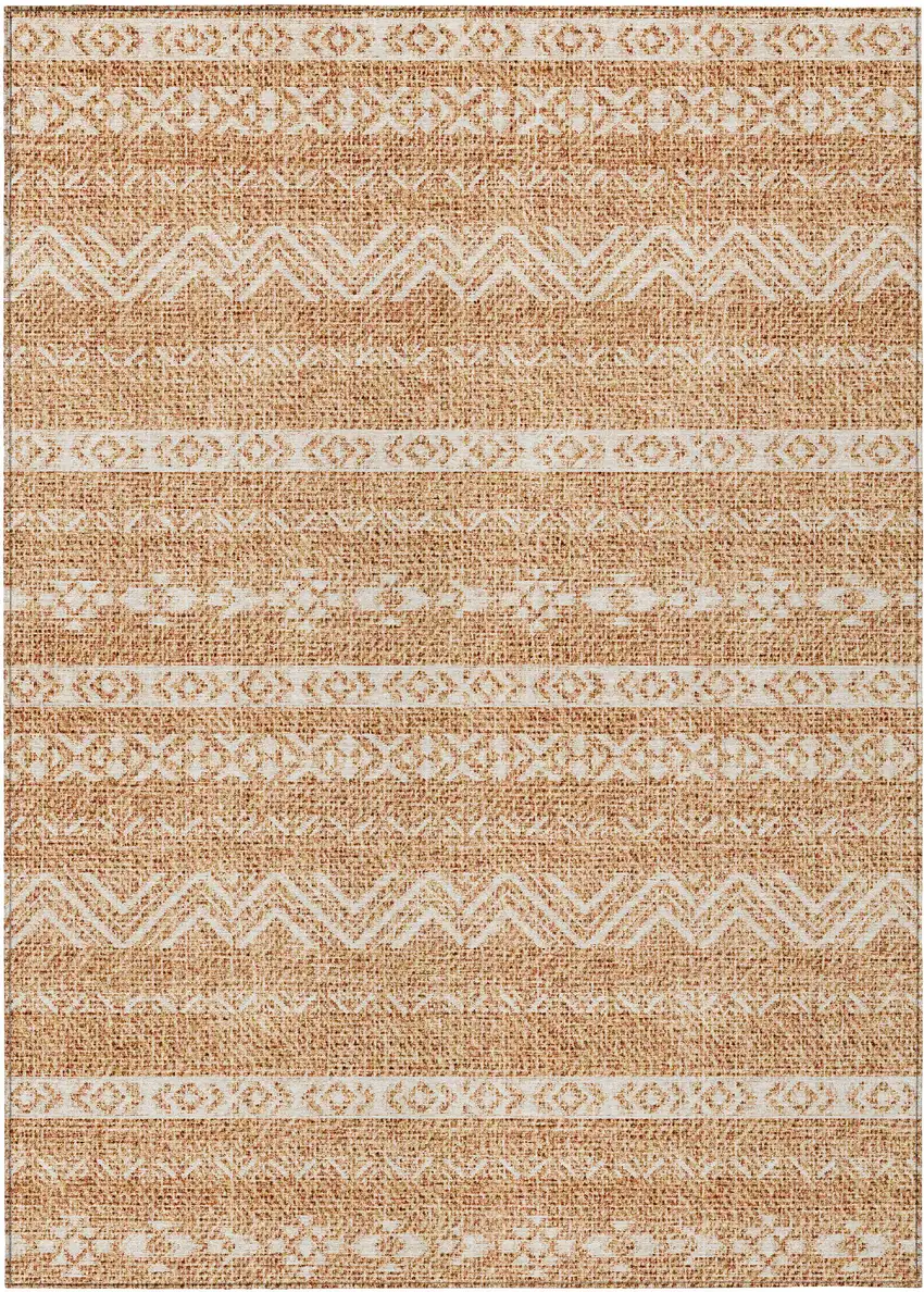 Terra Cotta And Beige Southwestern Washable Indoor Outdoor Area Rug Photo 2