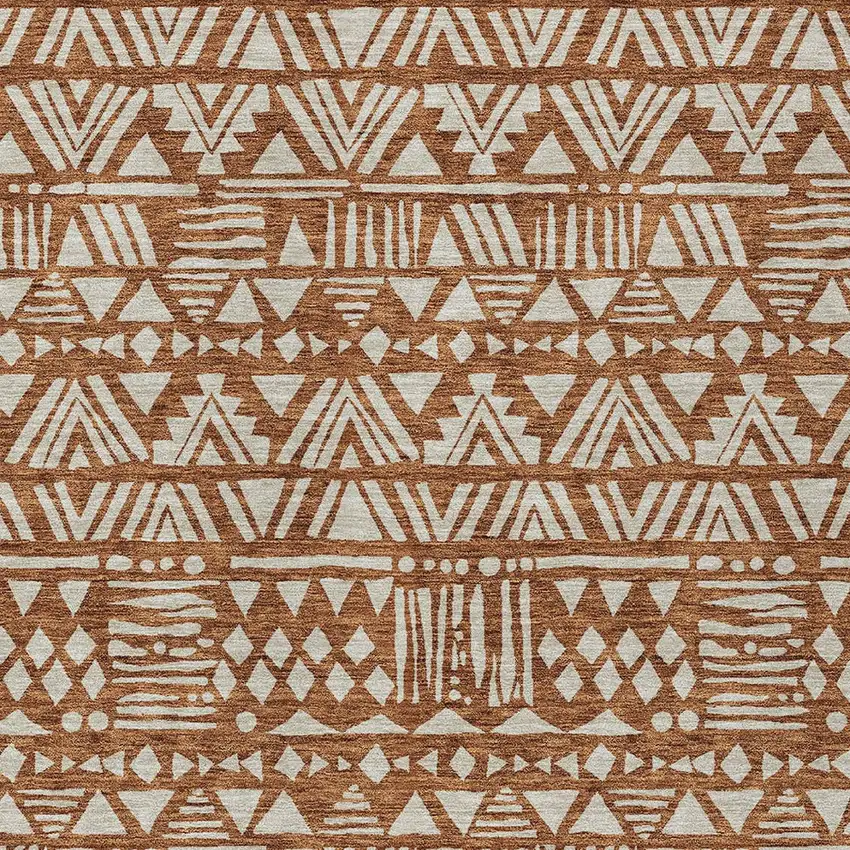 Terra Cotta And Beige Southwestern Washable Indoor Outdoor Area Rug Photo 6