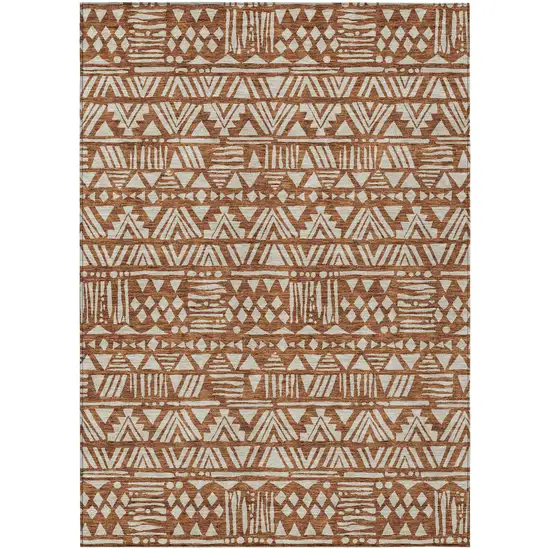 Terra Cotta And Beige Southwestern Washable Indoor Outdoor Area Rug Photo 2