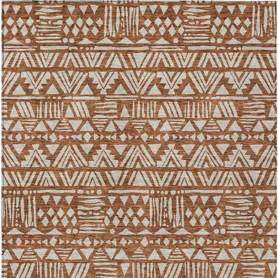 Terra Cotta And Beige Southwestern Washable Indoor Outdoor Area Rug Photo 7