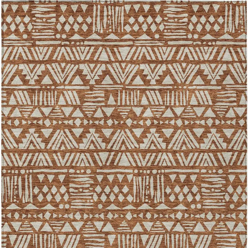 Terra Cotta And Beige Southwestern Washable Indoor Outdoor Area Rug Photo 7