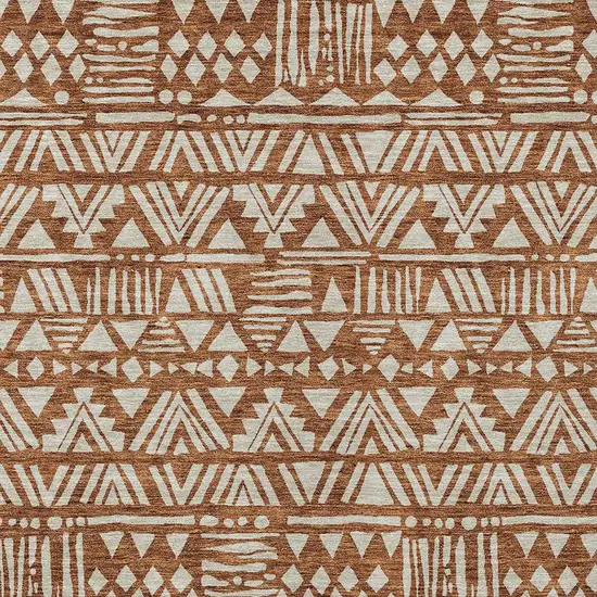 Terra Cotta And Beige Southwestern Washable Indoor Outdoor Area Rug Photo 6