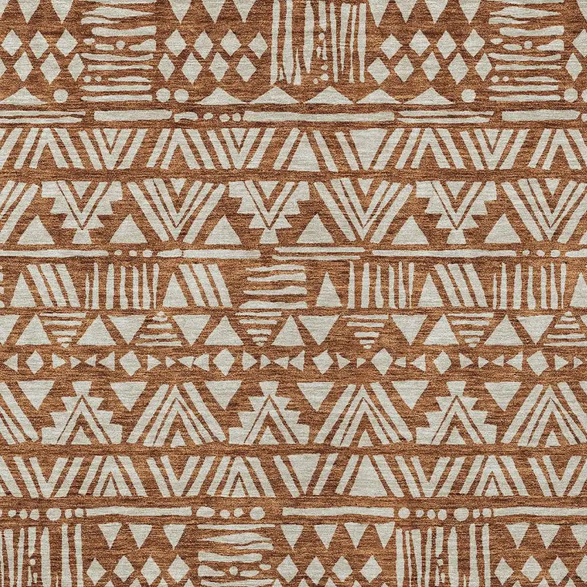 Terra Cotta And Beige Southwestern Washable Indoor Outdoor Area Rug Photo 6
