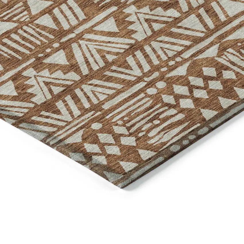 Terra Cotta And Beige Southwestern Washable Indoor Outdoor Area Rug Photo 4