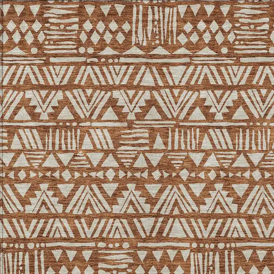 Terra Cotta And Beige Southwestern Washable Indoor Outdoor Area Rug Photo 6