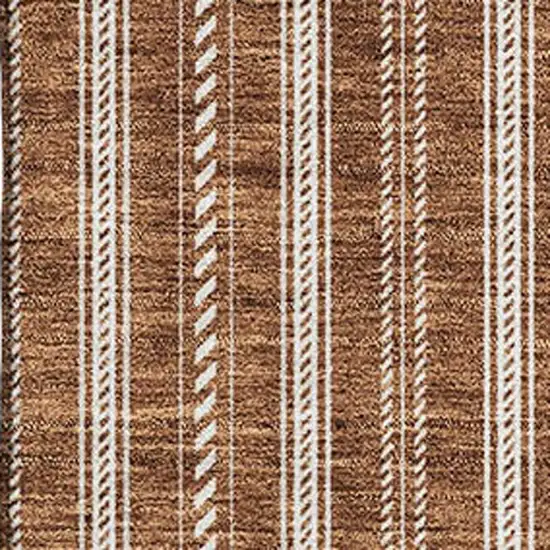 Terra Cotta And Beige Striped Washable Area Rug With UV Protection Photo 2