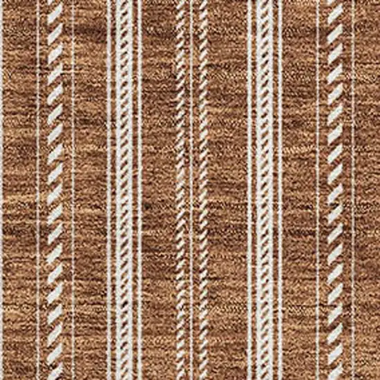 Terra Cotta And Beige Striped Washable Area Rug With UV Protection Photo 2